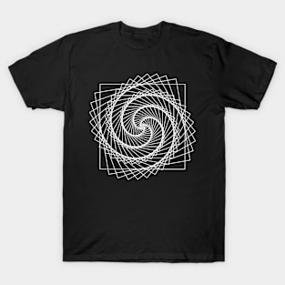 Geometric white square spiral - relaxing pattern T-Shirt